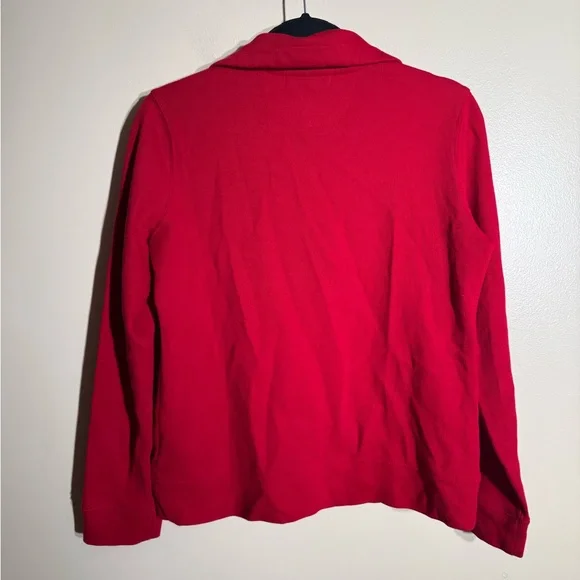 Lauren Ralph Lauren Pullover Sweater 3/4 Zip Gold Crest Logo small Red Old Money - Picture 9 of 10